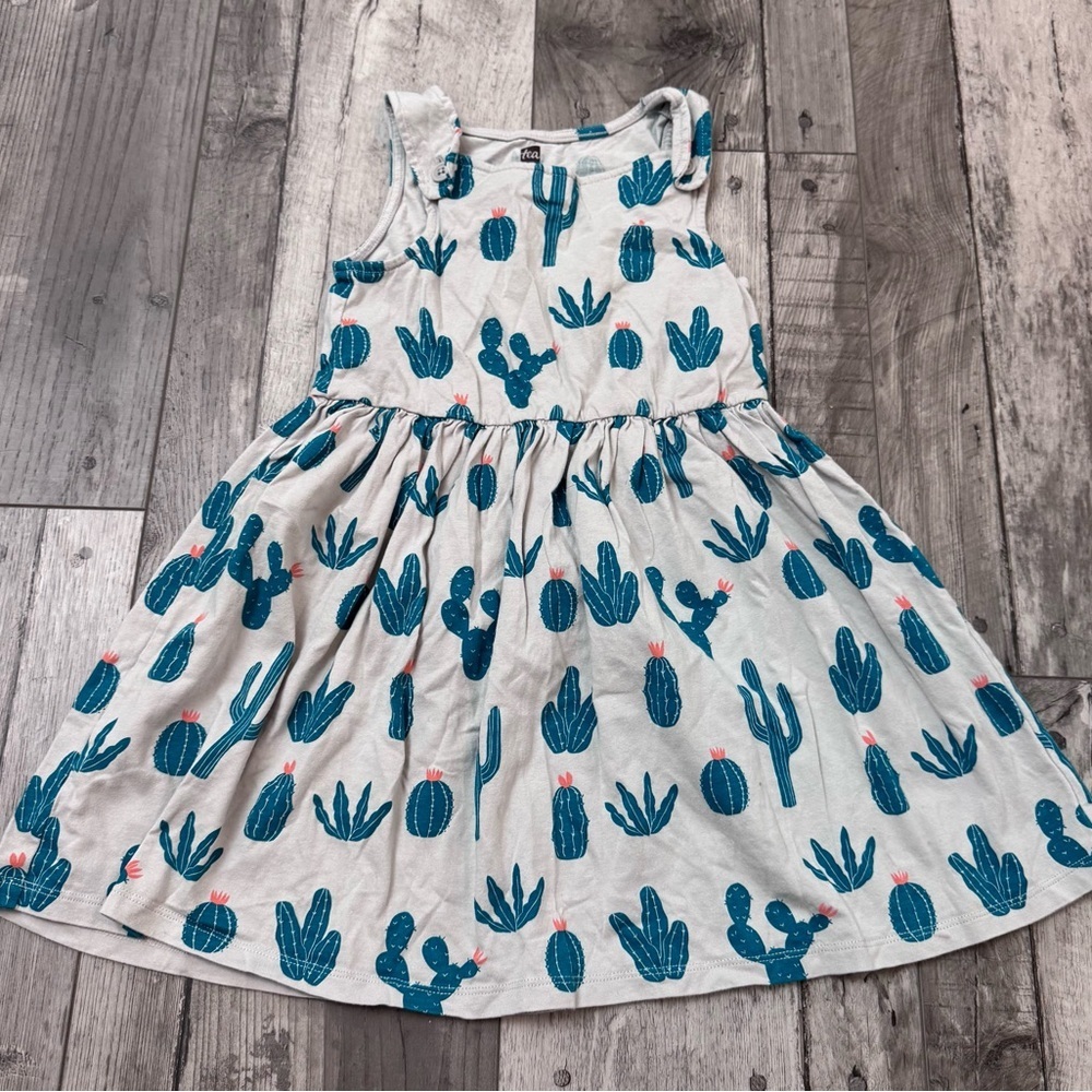 Tea Collection Girls Dress Size 6 Years Cactus Tank Summer Cotton Jersey Button